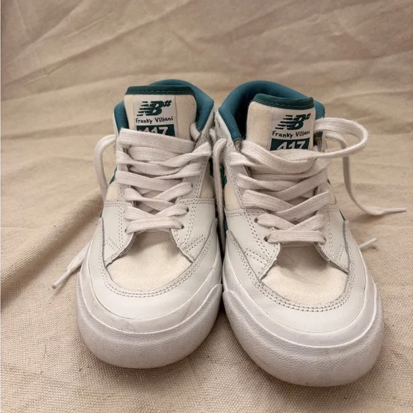 New Balance NB Numeric Franky Villani 417 White and Vintage Teal Sneakers - Picture 2 of 5